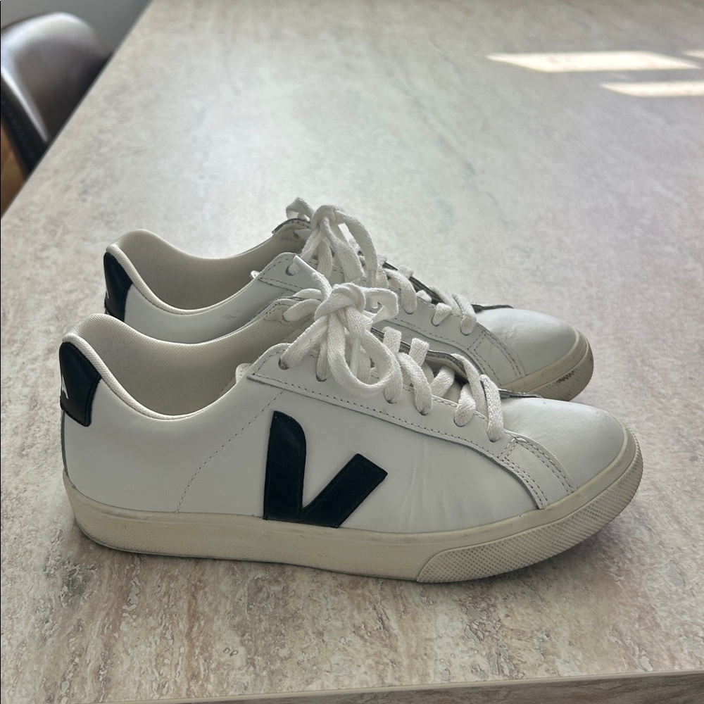Veja Women's White and Black Sneakers